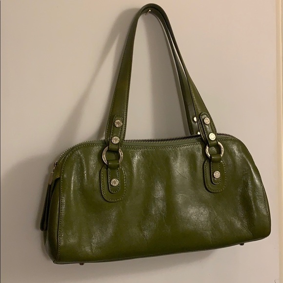 EUC leather baguette bag zip top AVOCADO Mid-size - Picture 11 of 16